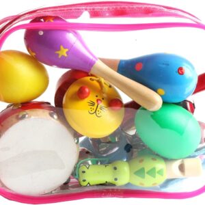 Toddler Musical Instruments, 9PCS Wooden Percussion Musical Instruments Toy Set for Kids Toddlers Preschool Educational Music Toys for Boys and Girls