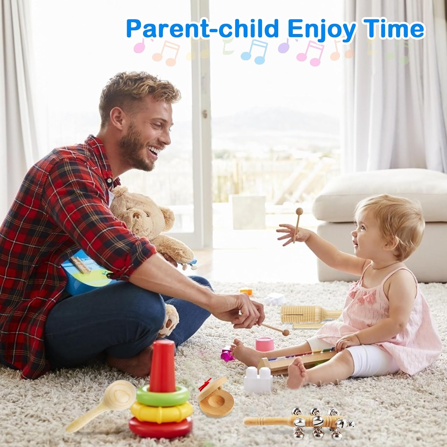 Chriffer Kids Musical Instruments Toys, Percussion Instruments Set with Storage Bag, Preschool Educational Music Toys for Boys Girls, Natural Eco-Friendly Wooden Music Set (10pcs) - Image 6